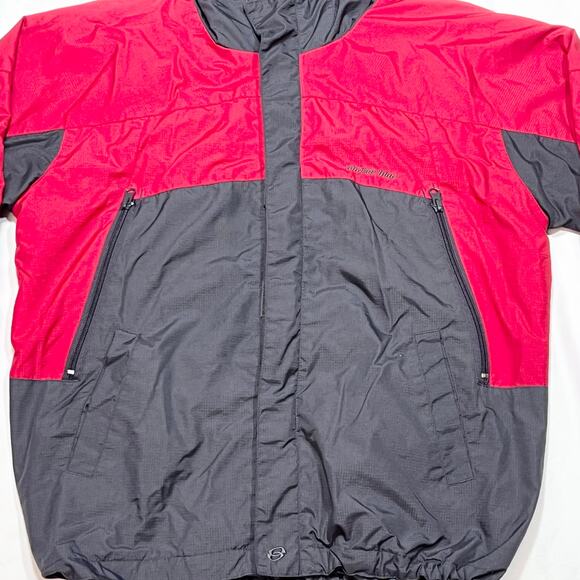 Vintage Anchor Blue Jacket Boys Large Nylon Black Red Windbreaker Hoodie Zip - Picture 3 of 4